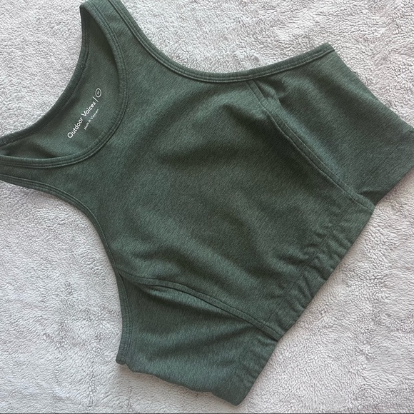 Outdoor Voices Other - Outdoor Voices Athena Crop Top Athletic Sports Bra Racerback Hunter Green Medium